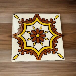 Colorful Mid-century Southwest Folk Art‎ Terracotta Tile By Hearth Gallery